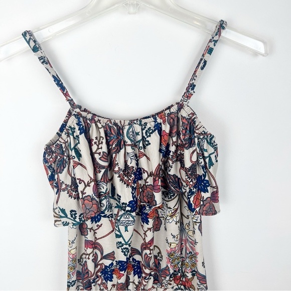 Vintage Y2K Boho Off Shoulder Floral Maxi Dress Asymmetrical Hem Hippie Gypsy S - Picture 3 of 14